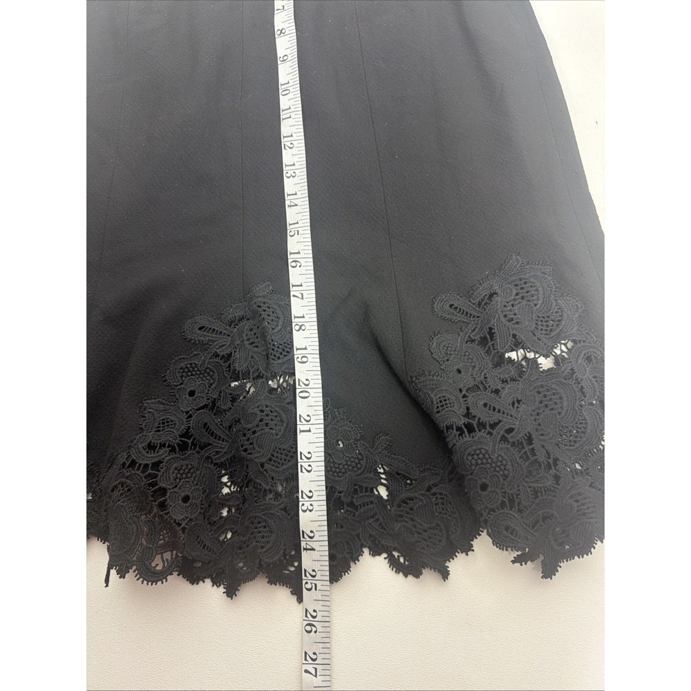 Rebecca Taylor Black Eyelet Pique Lace-Hem Skirt in Black Size 10 - Picture 9 of 10
